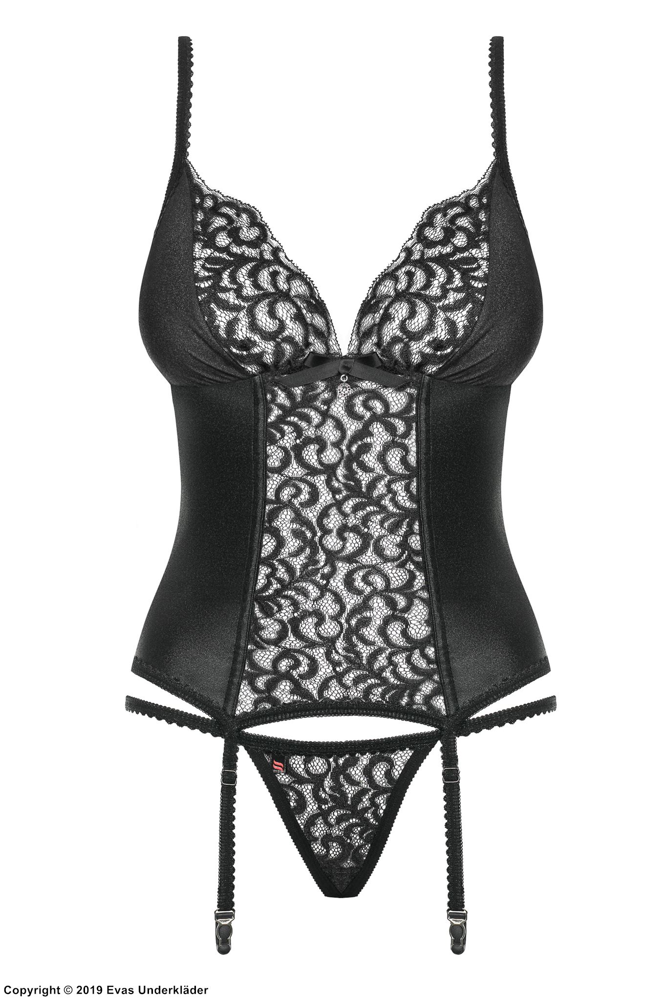 Romantic bustier, lace inlays